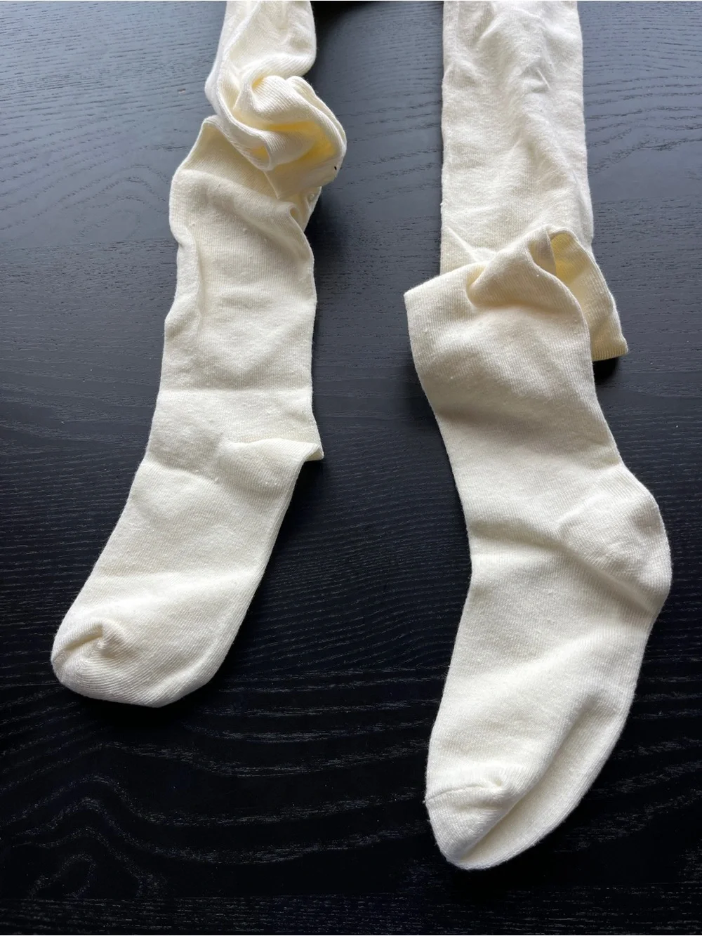 Cream Knit Tights Leggings Stockings Size 12-14 Off White